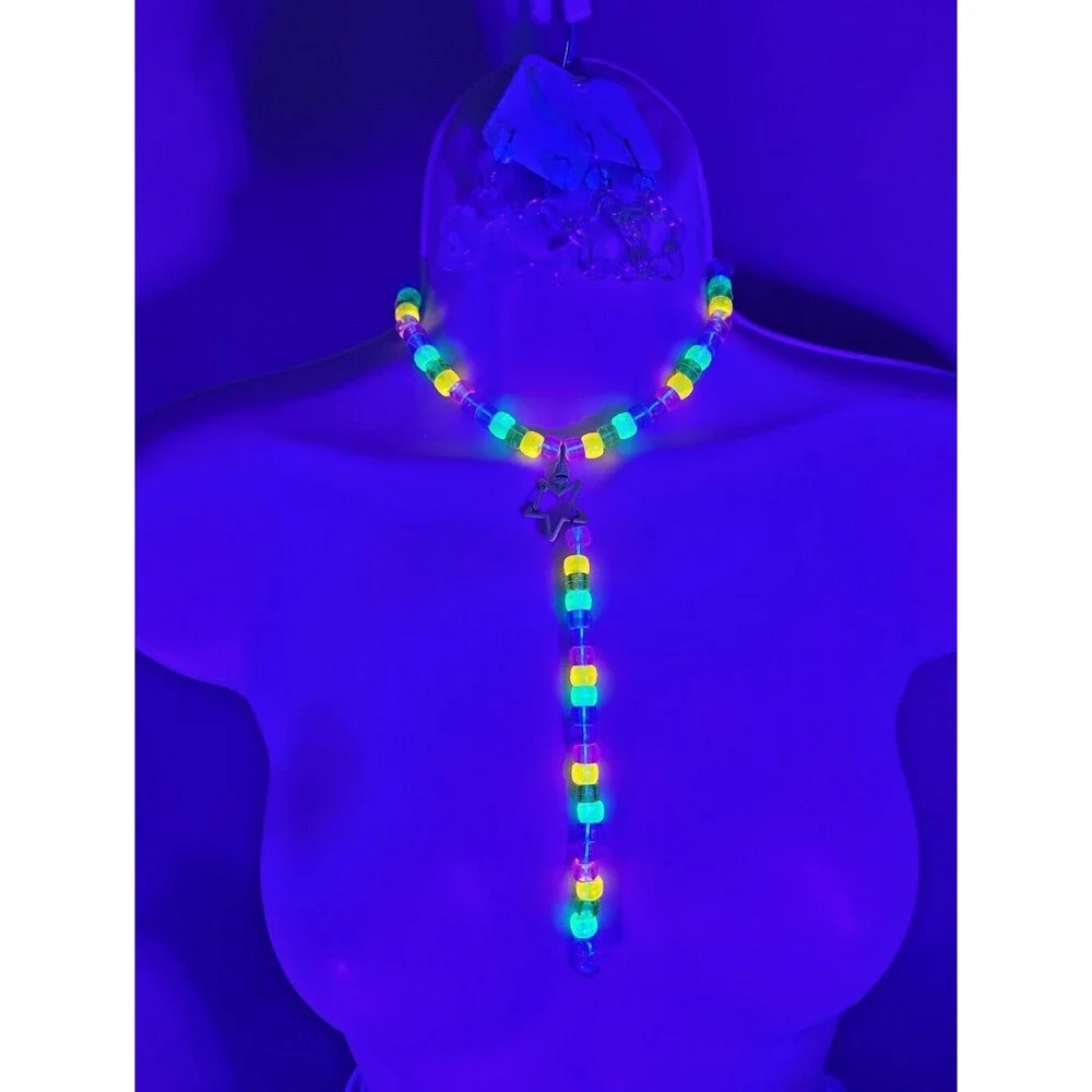 6pc Rainbow convertible Necklace & removable binky cord/bracelet 2 pair earrings - Picture 2 of 7